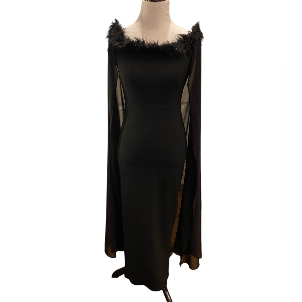 Shein Women's Dress Off Shoulder Fuzzy Trim Chiffon Prom Dress Sz. S